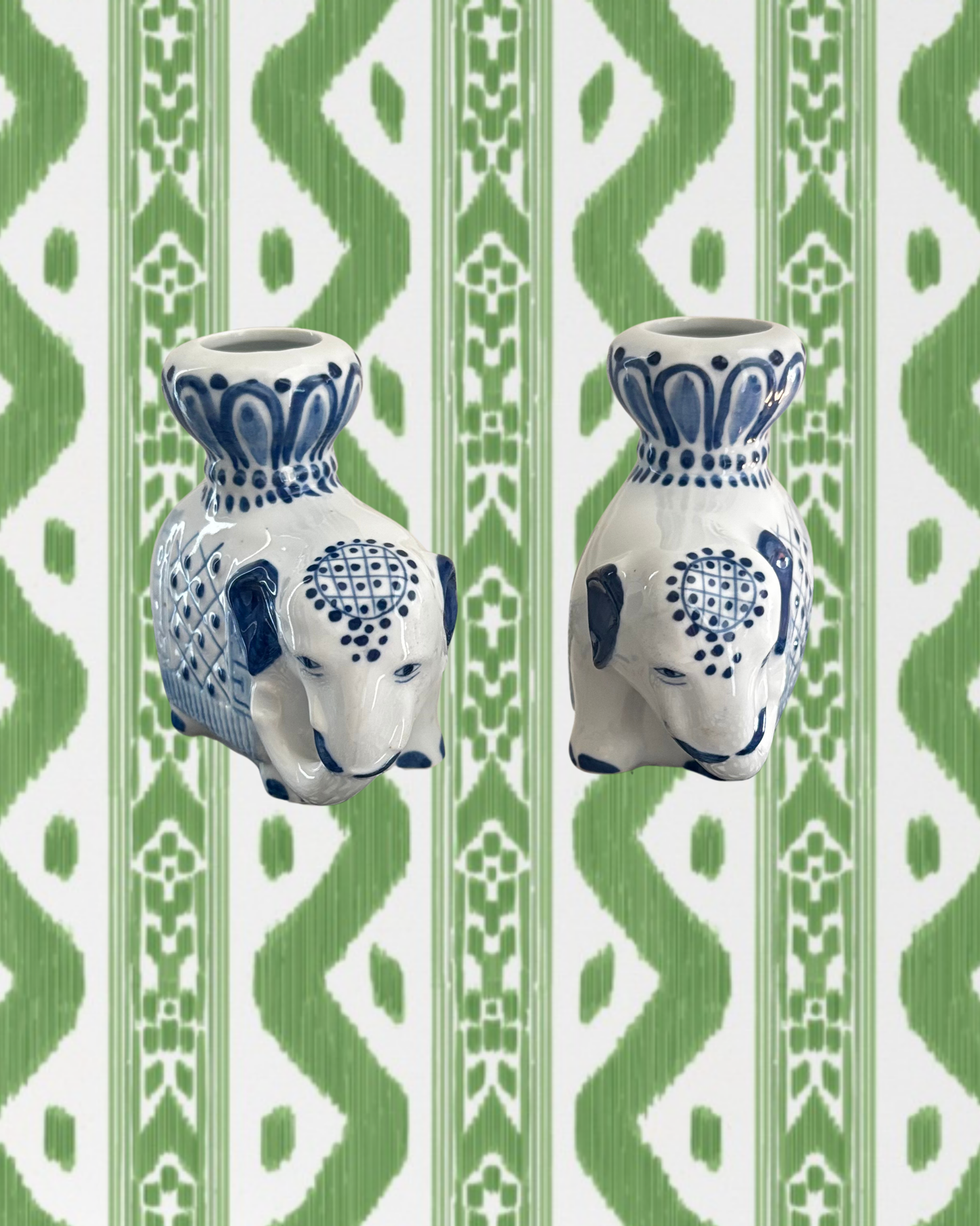 Pair of Vintage Andrea By Sadek Elephant Candle Holders