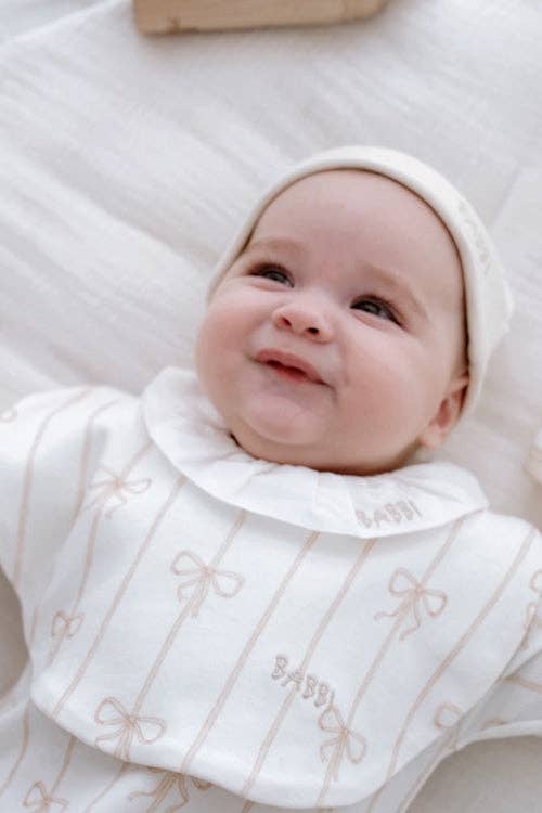Blue Peter Pan Collar Bow Newborn Footed Onesie | Free Shipping