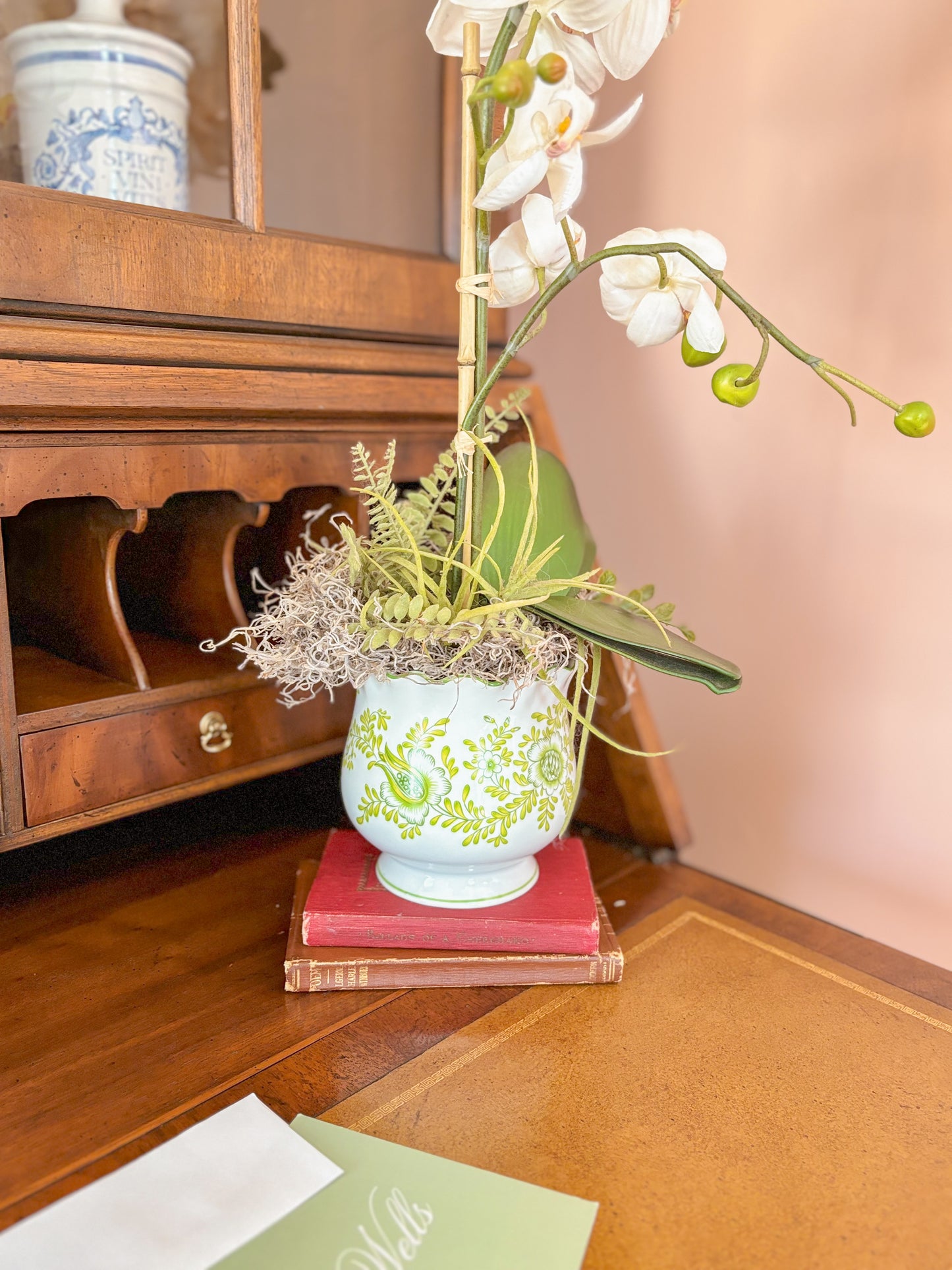 Floral Green Cachepot by Andrea Sadek
