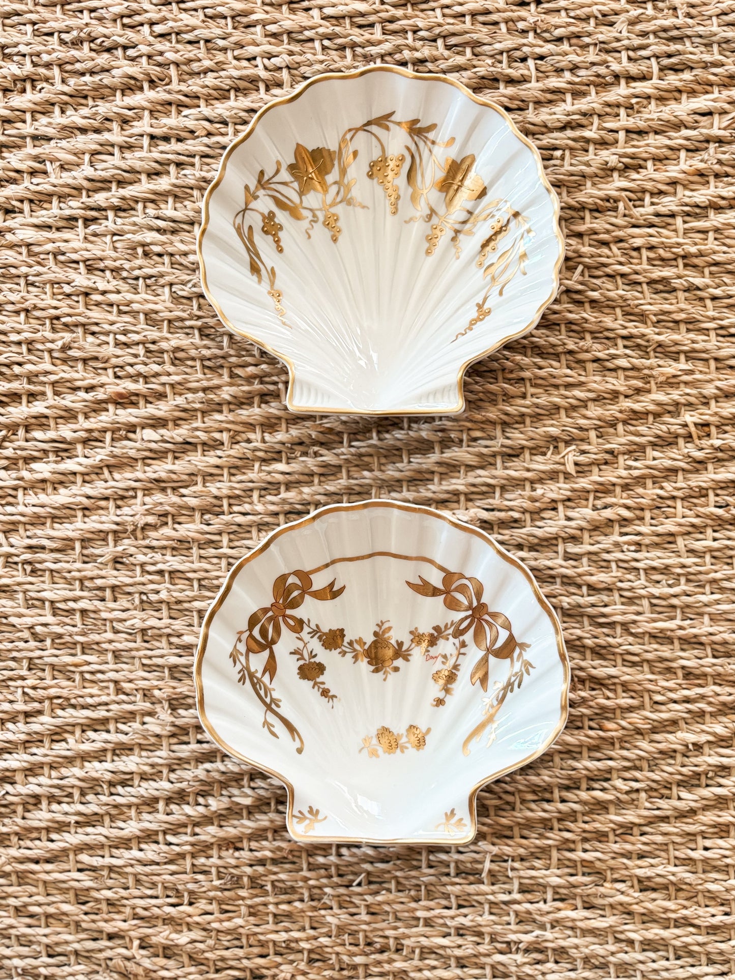 Pair of French Limoges Porcelain Shell Dishes