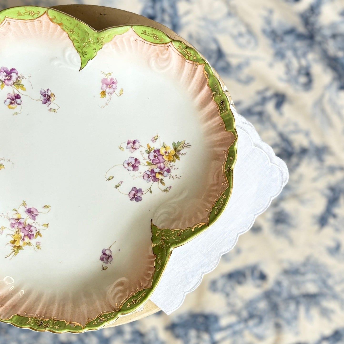 LS & S Carlsbad Austria floral Clover-Shaped Serving Dish or Platter, Early 1900s, Vintage Porcelain Tableware - Collectible - Free Shipping