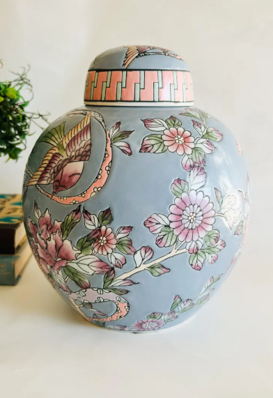Chinoiserie Ginger Jar - Floral & Bird Design