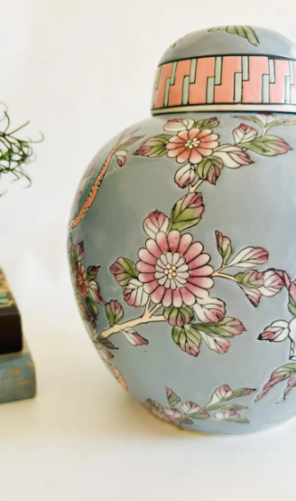 Chinoiserie Ginger Jar - Floral & Bird Design