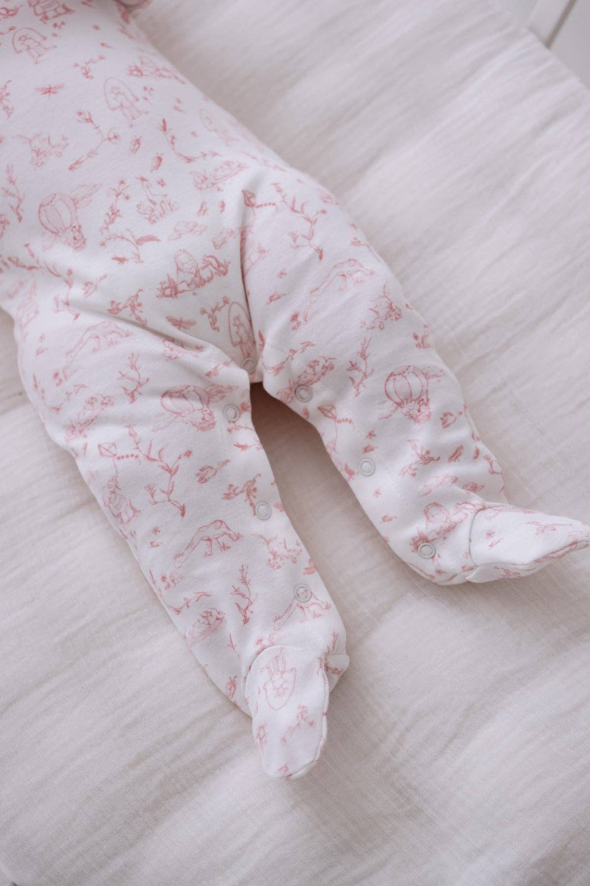 Pink Ruffle Collar Toile Footed Onesie | Free Shipping