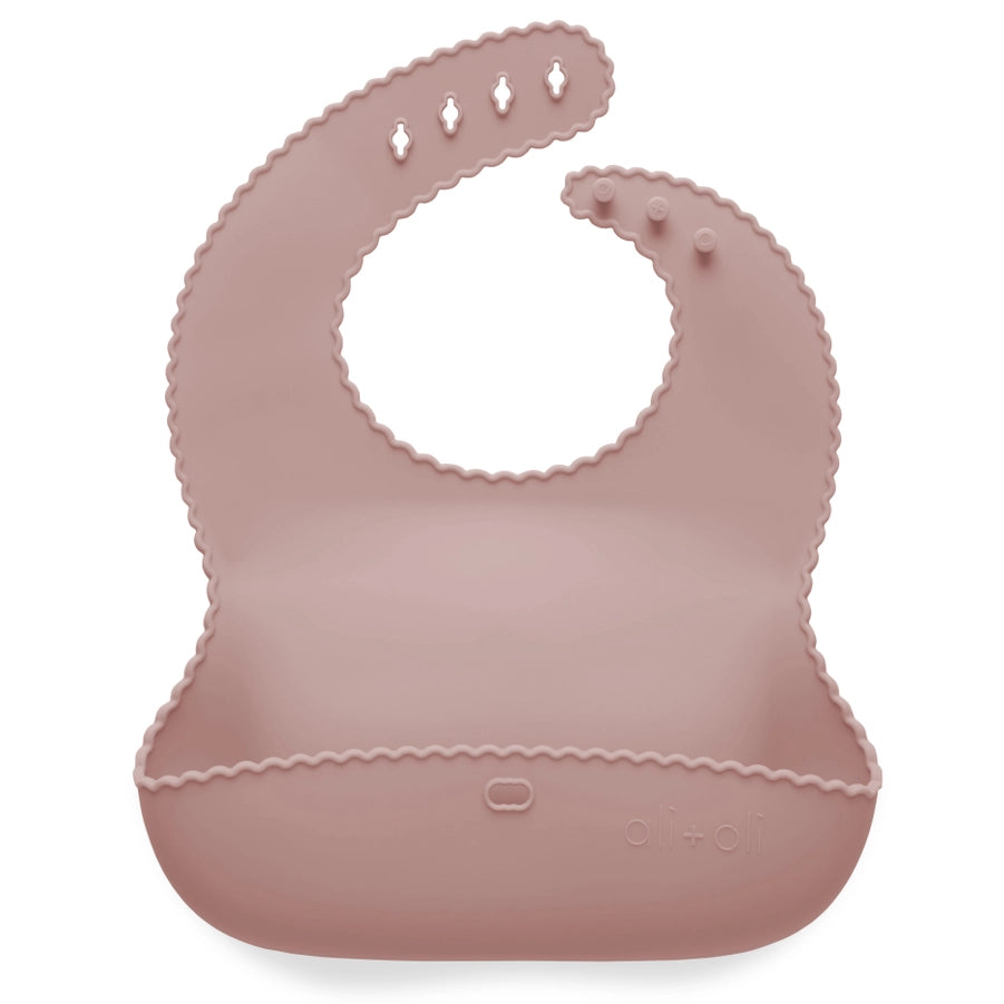 Waterproof Silicone Bib | PinkWaterproof Silicone Baby Bib | BPA-Free, Adjustable, Easy to Clean Bibs for Infants & Toddlers | Scallop Pink Details