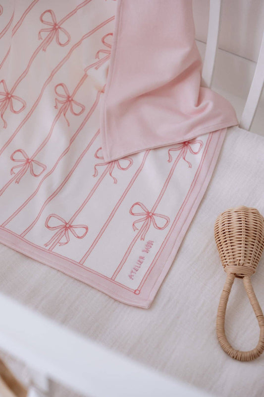 Pink Bow Baby Receiving Blanket | Free Shipping