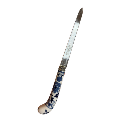 Vintage Prill Sheffield England Blue Onion Stainless Letter Opener