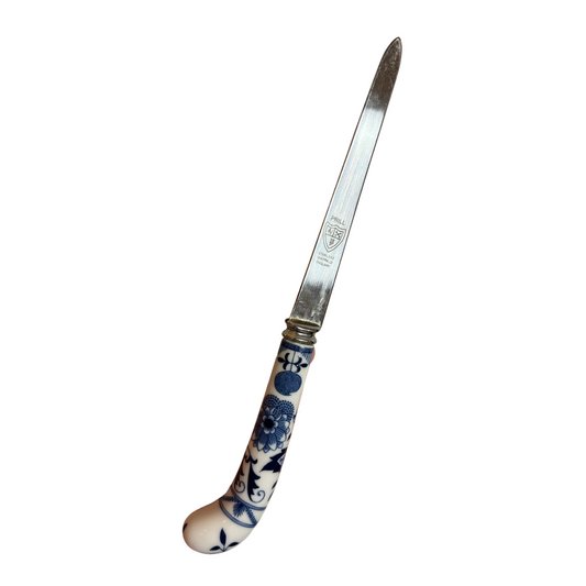 Vintage Prill Sheffield England Blue Onion Stainless Letter Opener