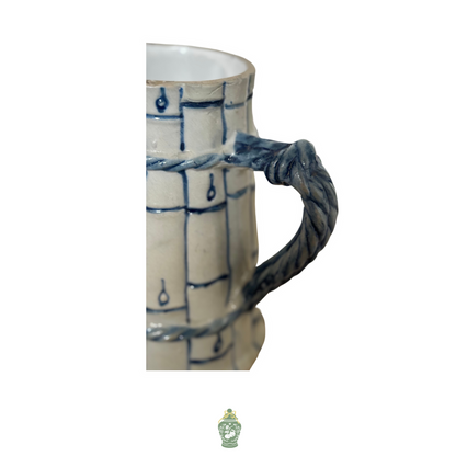 Rare Bamboo Whites of Utica Stoneware Pitcher 