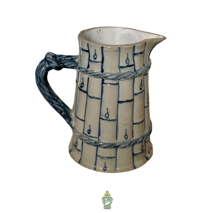Rare Bamboo Whites of Utica Stoneware Pitcher