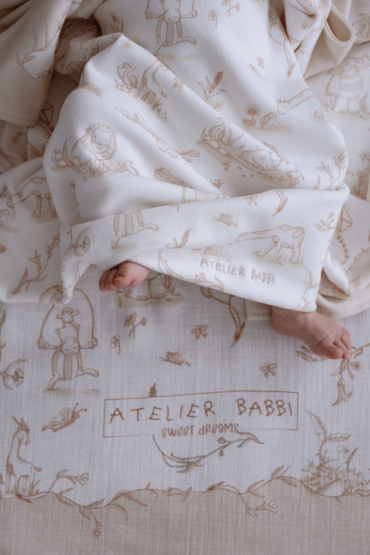 Beige Toile De Jouy Baby Receiving Blanket | Free Shipping