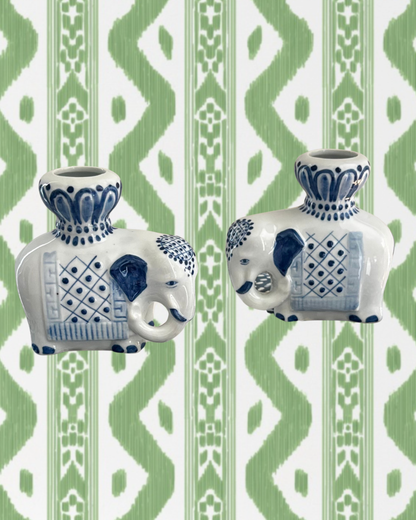 Pair of Vintage Andrea By Sadek Elephant Candle Holders