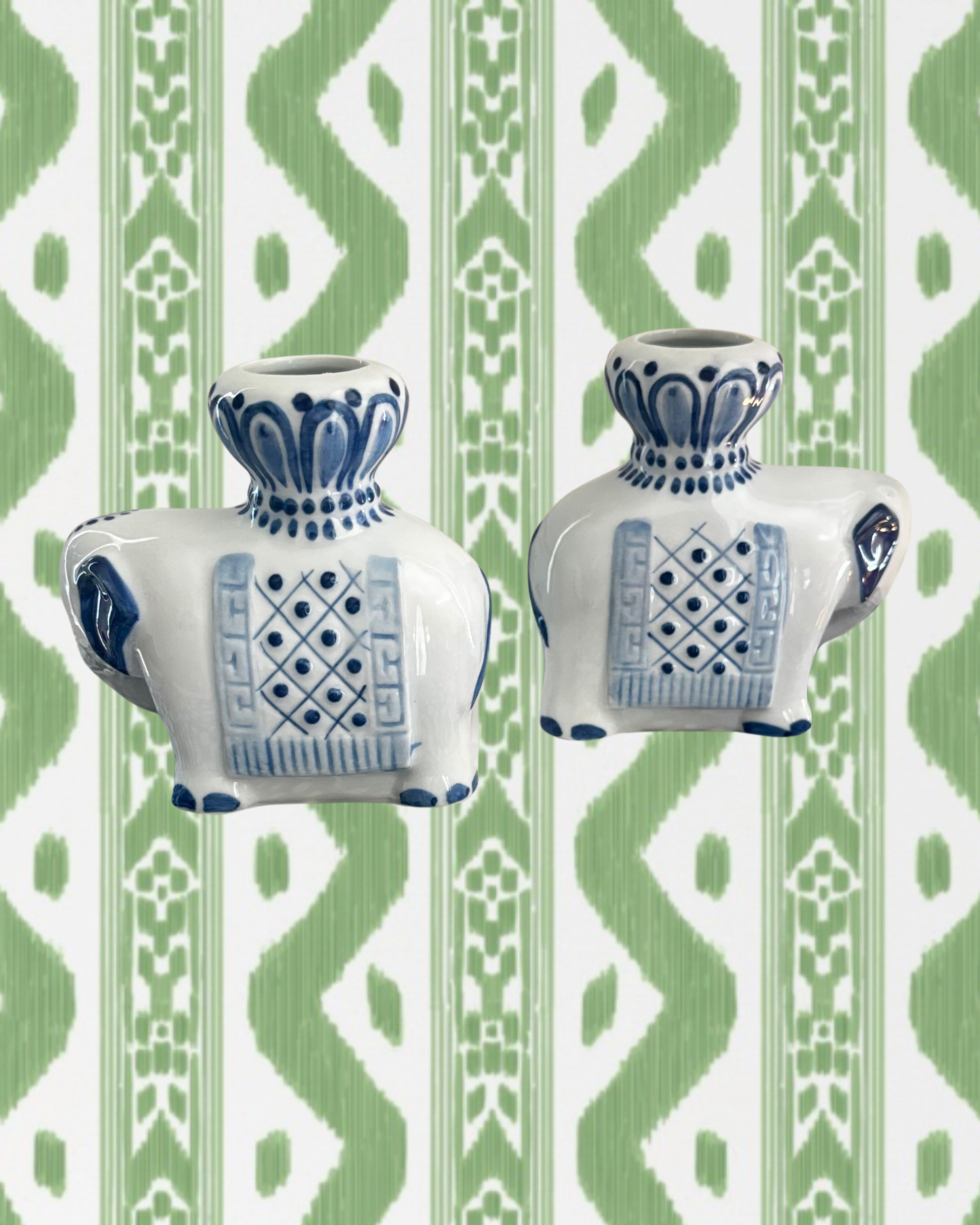 Pair of Vintage Andrea By Sadek Elephant Candle Holders
