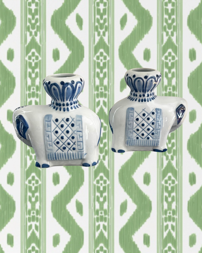 Pair of Vintage Andrea By Sadek Elephant Candle Holders