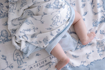 Blue Toile De Jouy Baby Receiving Blanket | Free Shipping