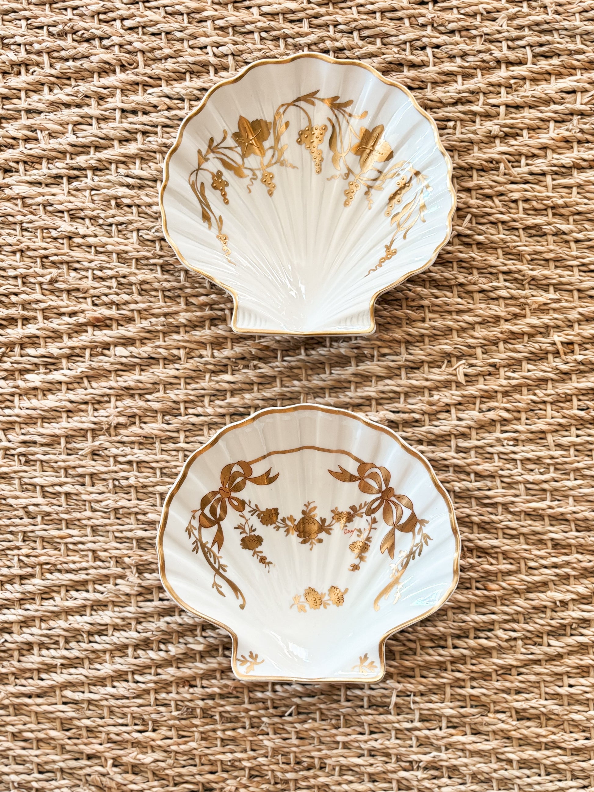 Pair of French Limoges Porcelain Shell Dishes