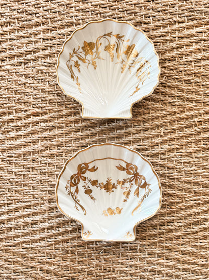 Pair of French Limoges Porcelain Shell Dishes