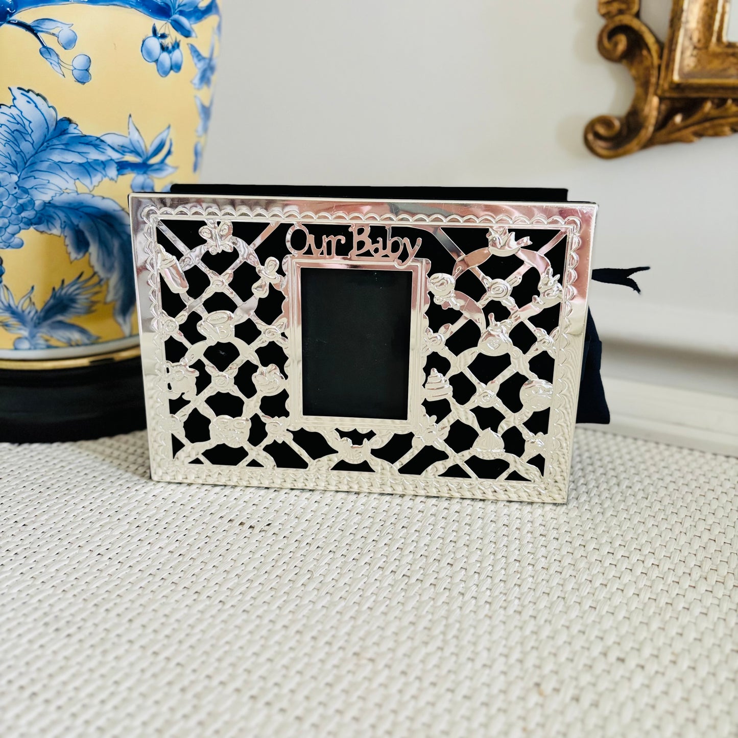 Lattice Lenox Silverplate Baby Photo Album | Embossed Keepsake for 80 4x6 Photos | Elegant Baby Gift with Grosgrain Ribbon Closure - Free Shipping!