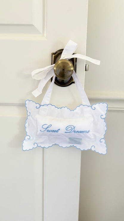 Sweet Dreams Nursery Hanging Door Pillow | Blue - Quince & Wells