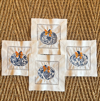 Set of 4 Chinoiserie Fall Cocktail Napkins