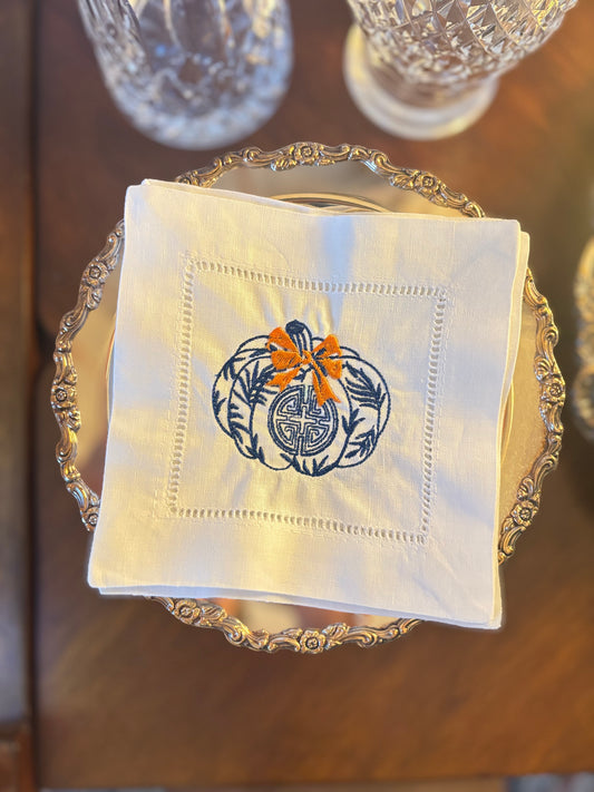 Set of 4 Chinoiserie Fall Cocktail Napkins