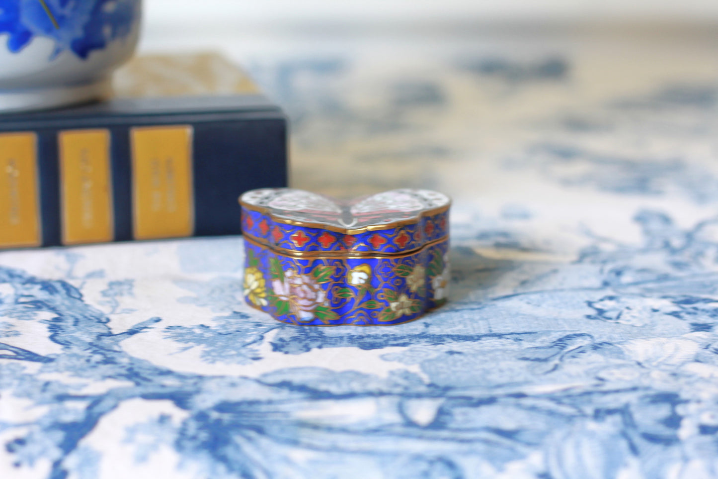 Vintage Cloisonné Butterfly Trinket Box