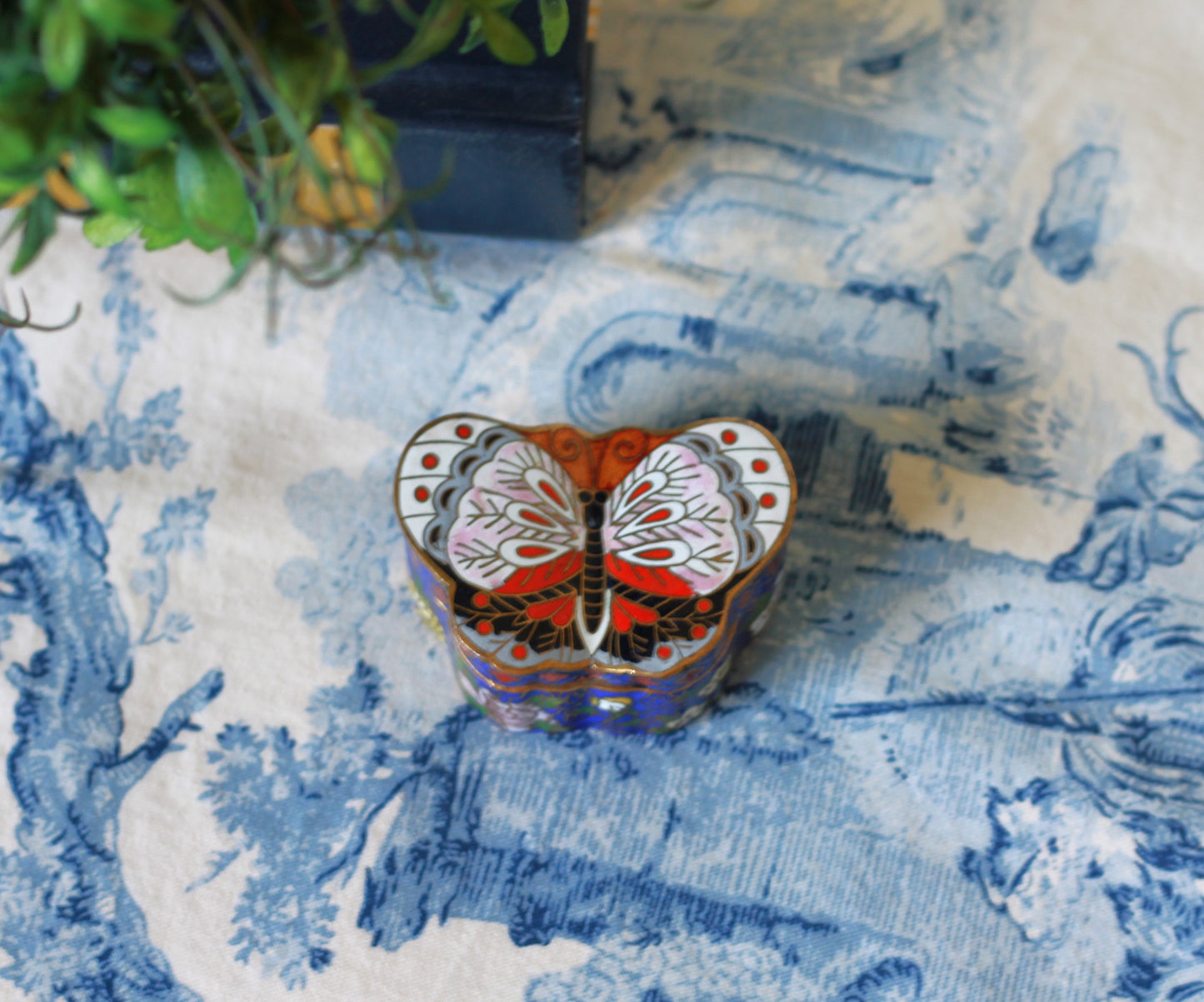 Vintage Cloisonné Butterfly Trinket Box