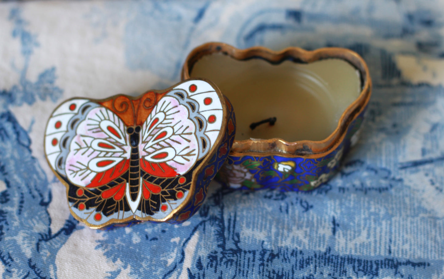 Vintage Cloisonné Butterfly Trinket Box