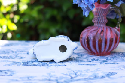 Andrea by Sadek Blue & White Floral Rabbit Candleholder | Charming Ceramic Decor | Perfect for Easter - Free Shipping!