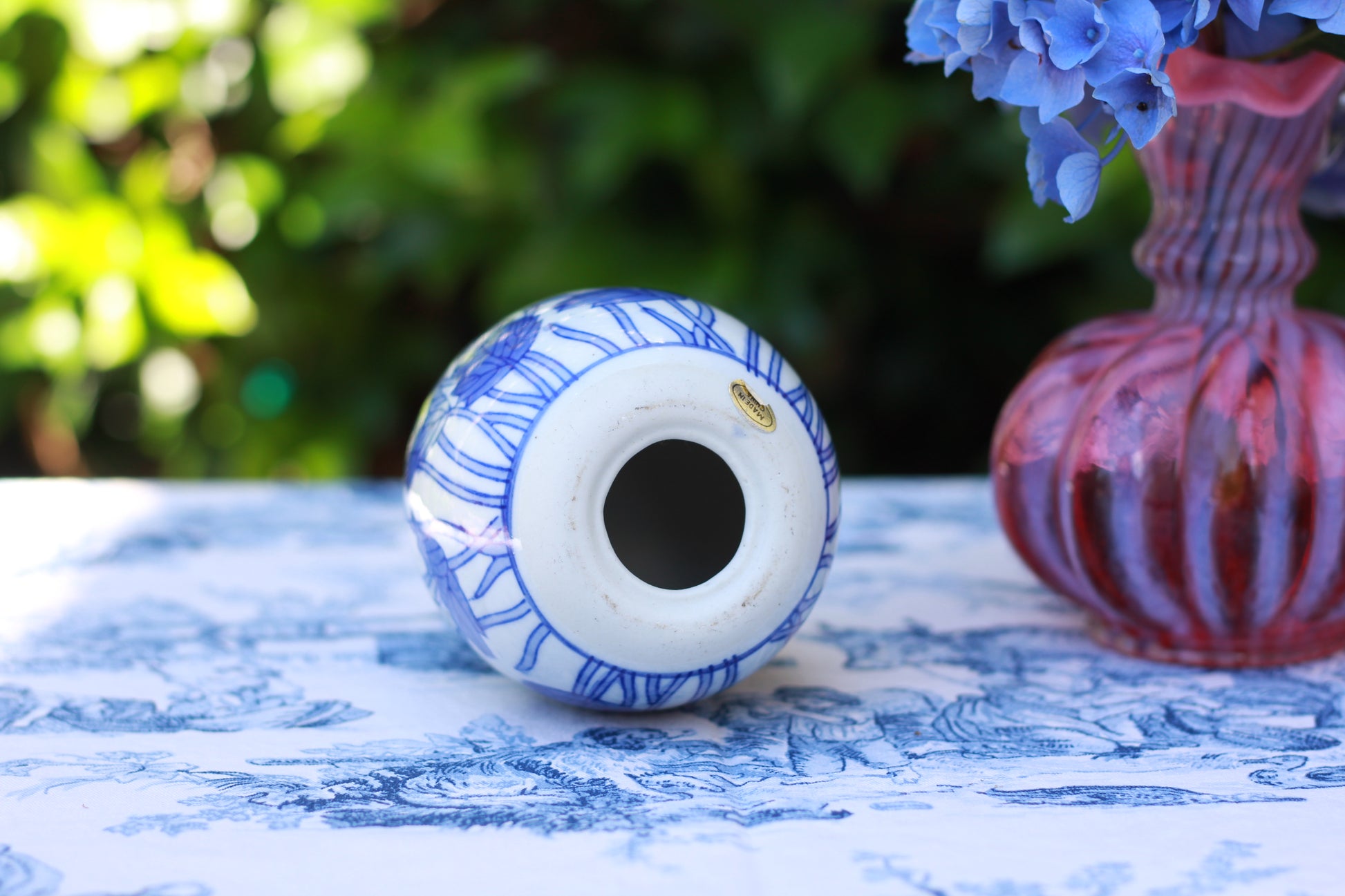 Vintage Blue and White Floral Egg