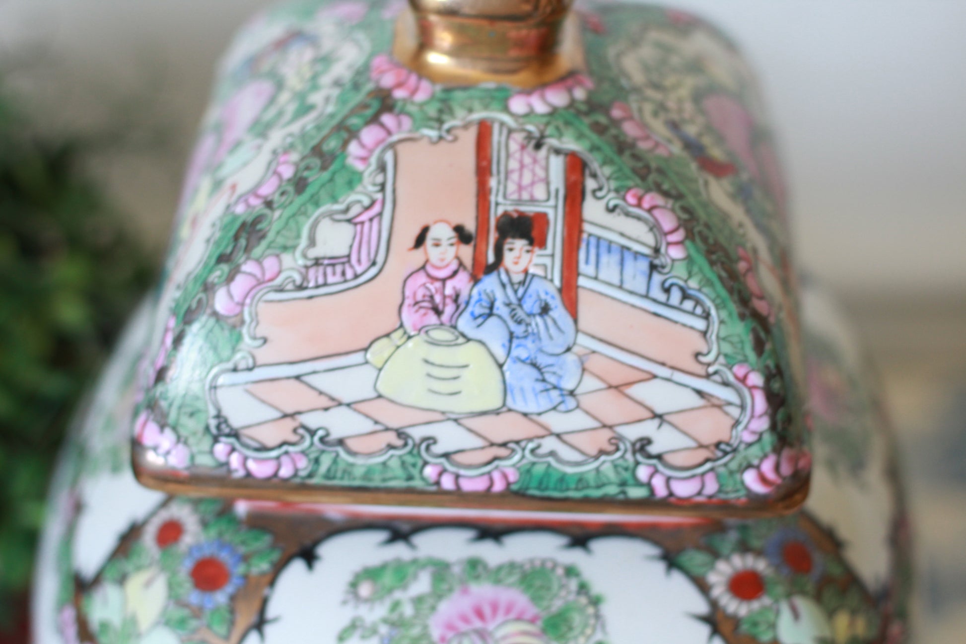 Vintage Squared Lid Famille Rose Medallion Temple Jar | Exquisite Chinese Porcelain Decor | Collectible Accent Piece - Free Shipping!