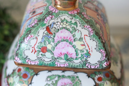 Vintage Squared Lid Famille Rose Medallion Temple Jar | Exquisite Chinese Porcelain Decor | Collectible Accent Piece - Free Shipping!