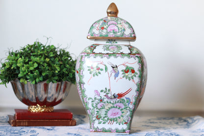 Vintage Squared Lid Famille Rose Medallion Temple Jar | Exquisite Chinese Porcelain Decor | Collectible Accent Piece - Free Shipping!