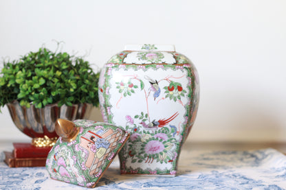 Vintage Squared Lid Famille Rose Medallion Temple Jar | Exquisite Chinese Porcelain Decor | Collectible Accent Piece - Free Shipping!