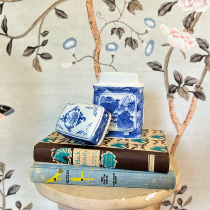 Blue & White Tea Caddy, Hand-Painted Ginger Jar - Free Shipping