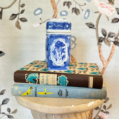 Blue & White Tea Caddy, Hand-Painted Ginger Jar - Free Shipping