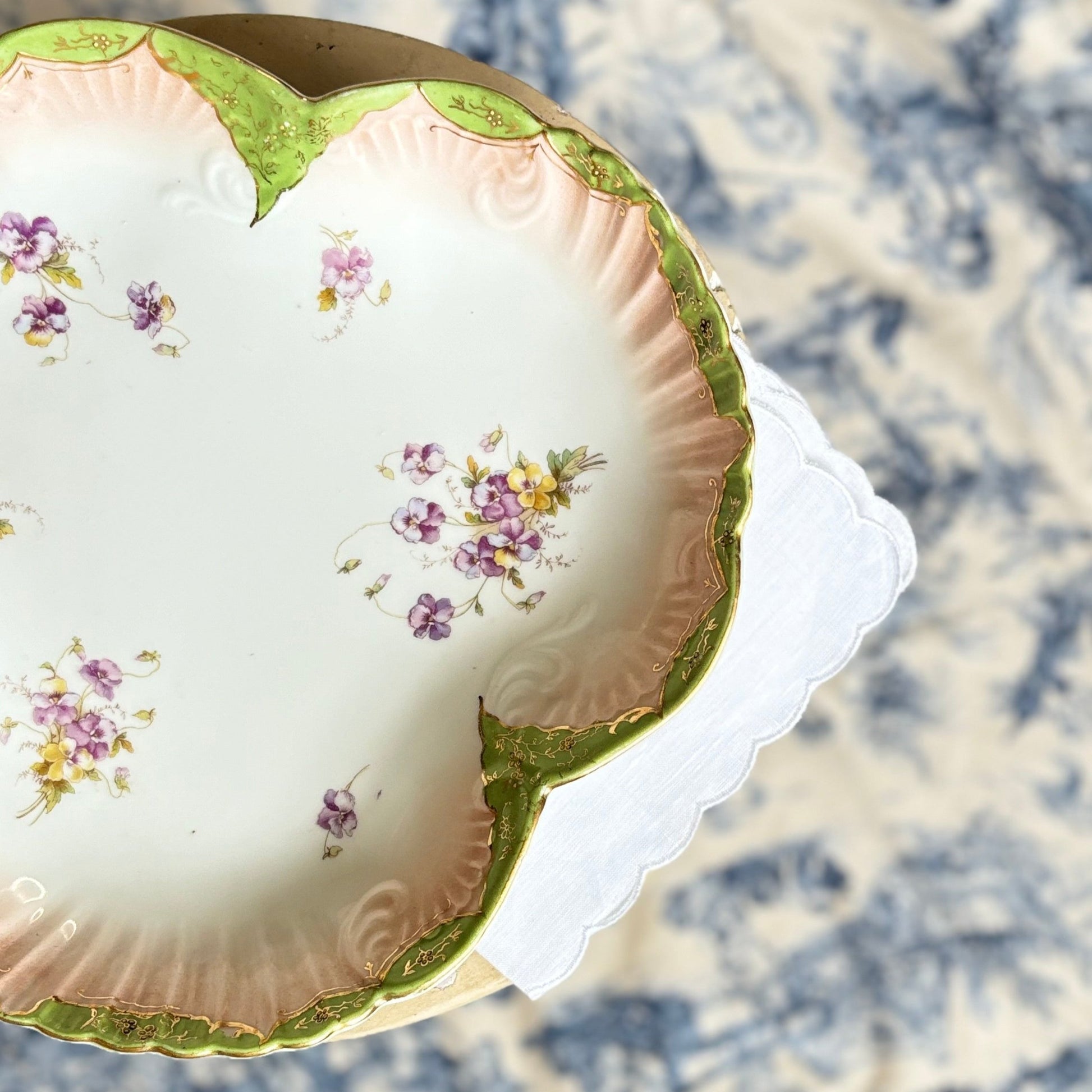 LS & S Carlsbad Austria floral Clover-Shaped Serving Dish or Platter, Early 1900s, Vintage Porcelain Tableware - Collectible - Free Shipping