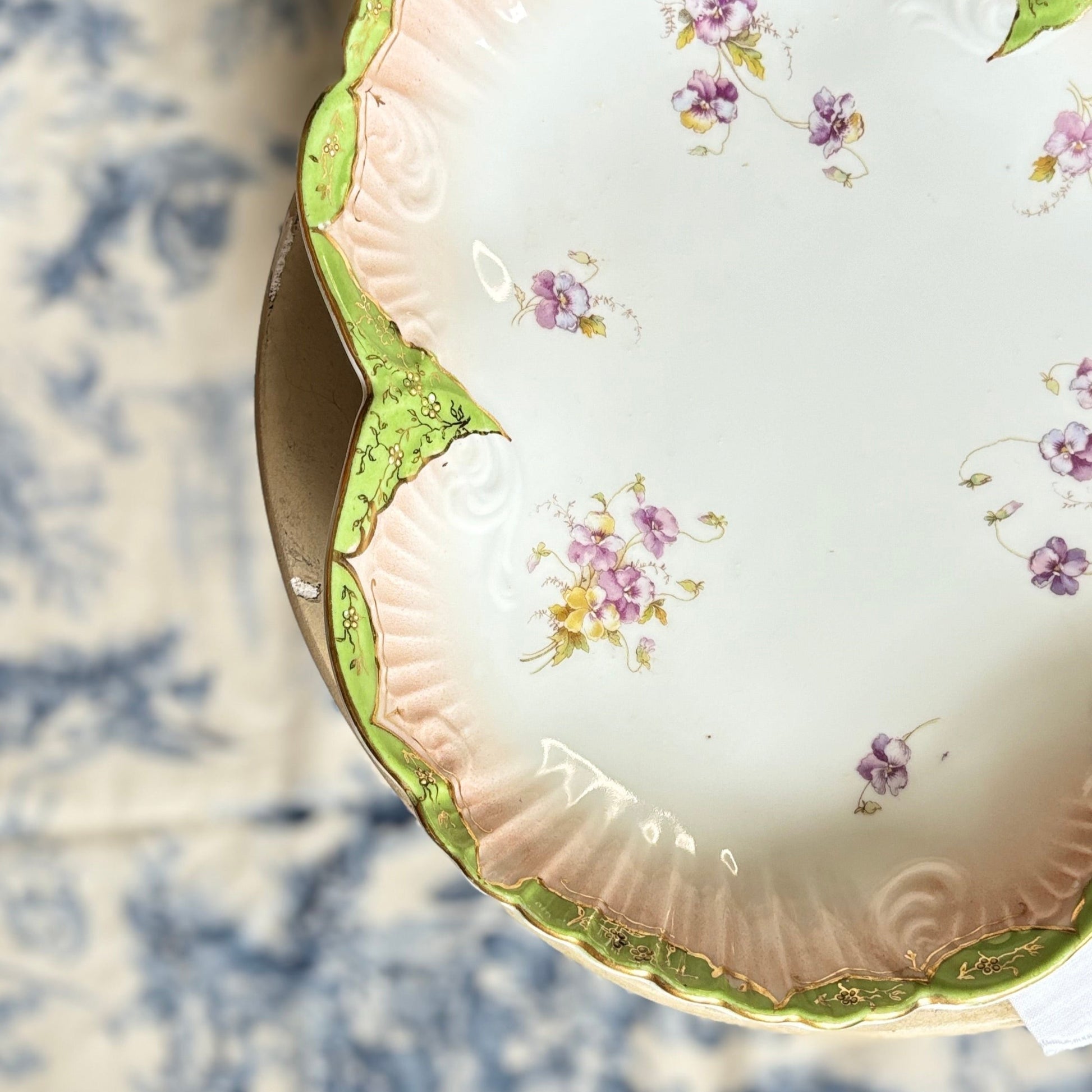 LS & S Carlsbad Austria floral Clover-Shaped Serving Dish or Platter, Early 1900s, Vintage Porcelain Tableware - Collectible - Free Shipping