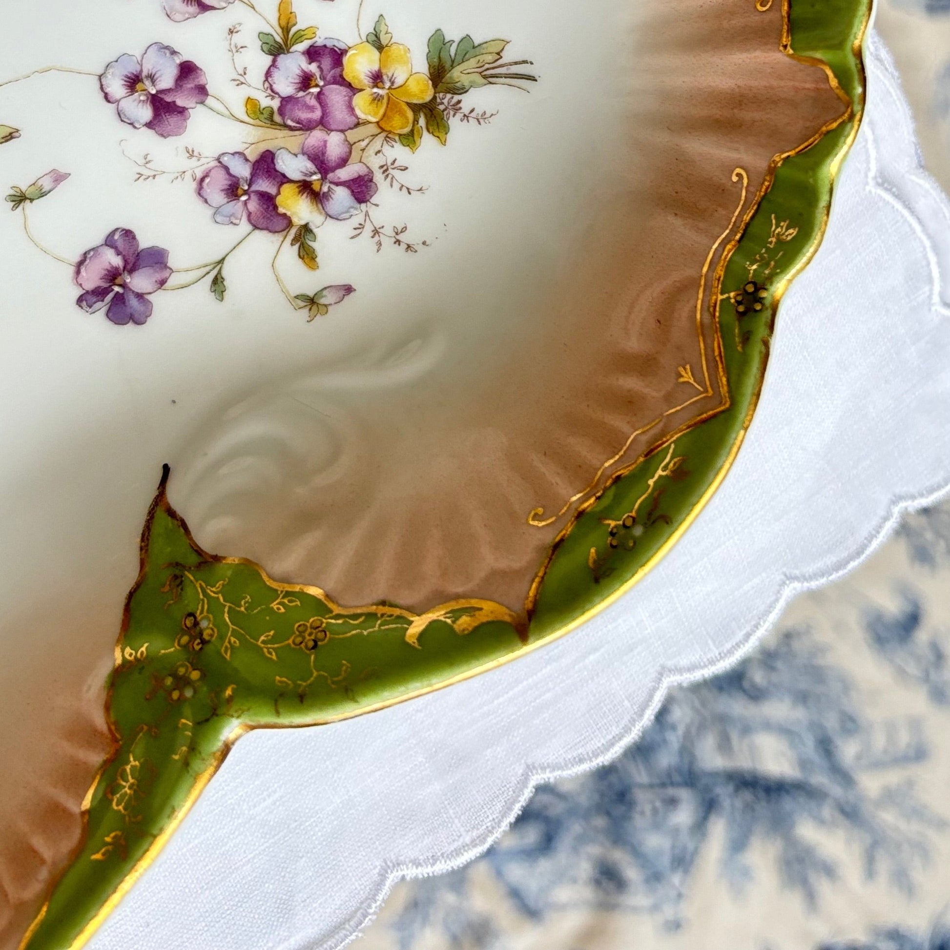 LS & S Carlsbad Austria floral Clover-Shaped Serving Dish or Platter, Early 1900s, Vintage Porcelain Tableware - Collectible - Free Shipping