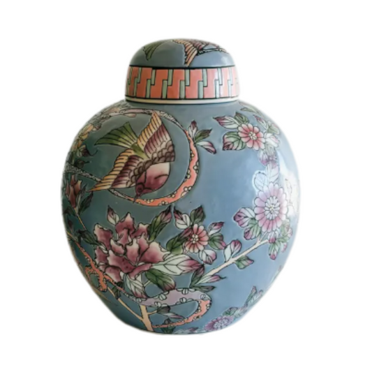 Chinoiserie Ginger Jar - Floral & Bird Design