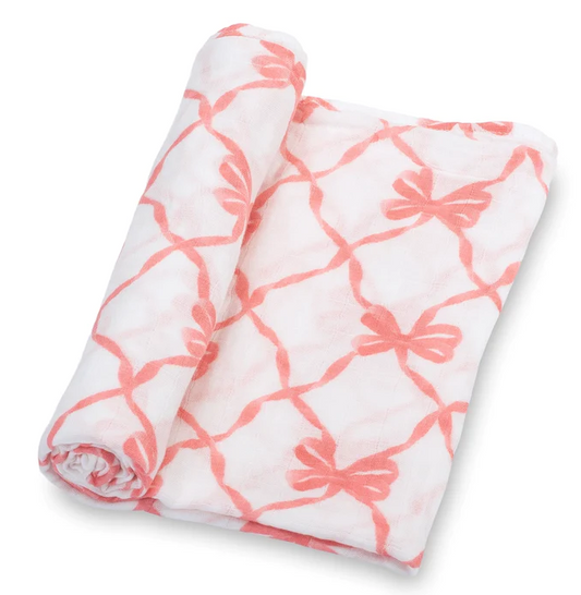 Bows Baby Muslin Swaddle Blanket - Quince & Wells