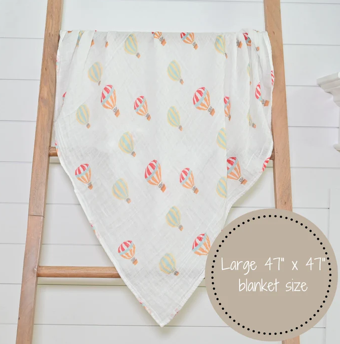 Hot Air Balloon Muslin Swaddle Blanket