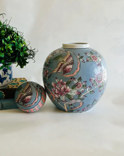 Chinoiserie Ginger Jar - Floral & Bird Design