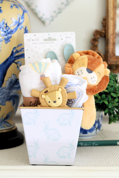 Baby Boy Gift Basket | Blue Bunny Cachepot