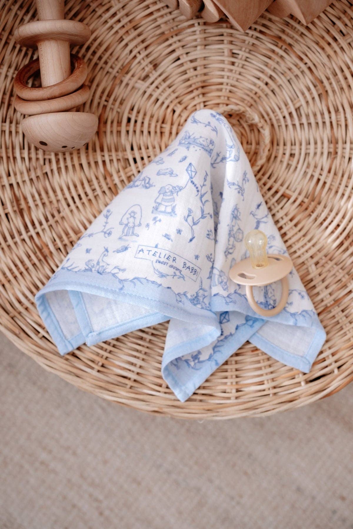 Blue Toile De Jouy Burp Cloth | Free Shipping