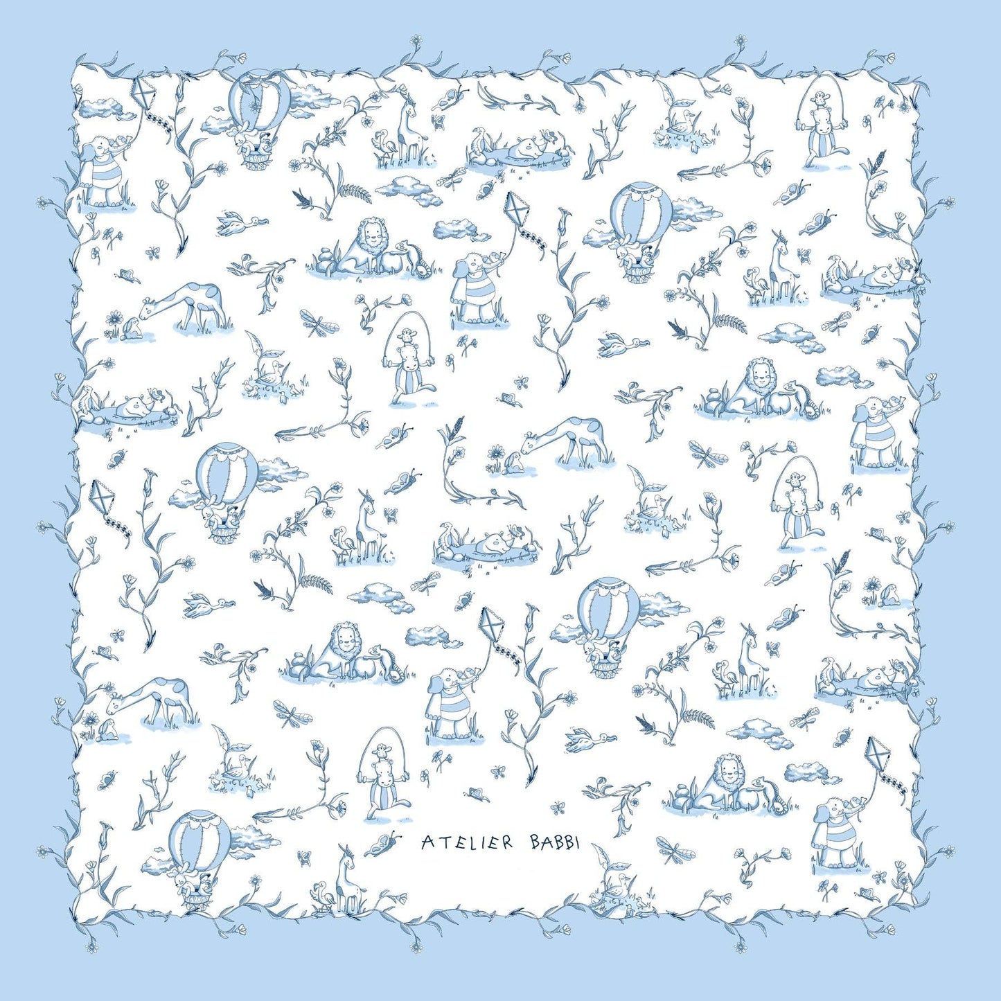 Blue Toile De Jouy Baby Receiving Blanket | Free Shipping