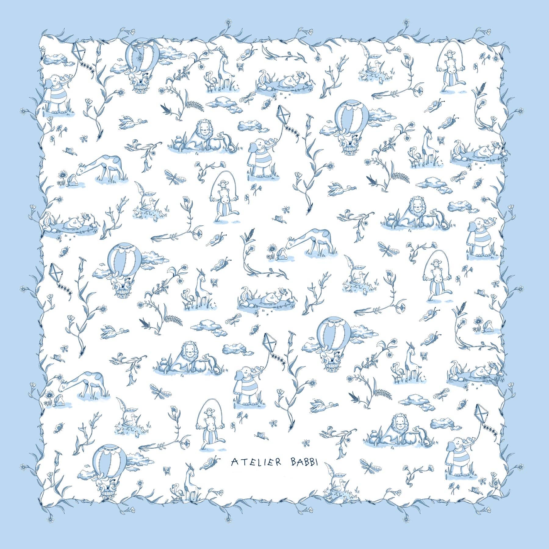 Blue Toile De Jouy Baby Receiving Blanket | Free Shipping