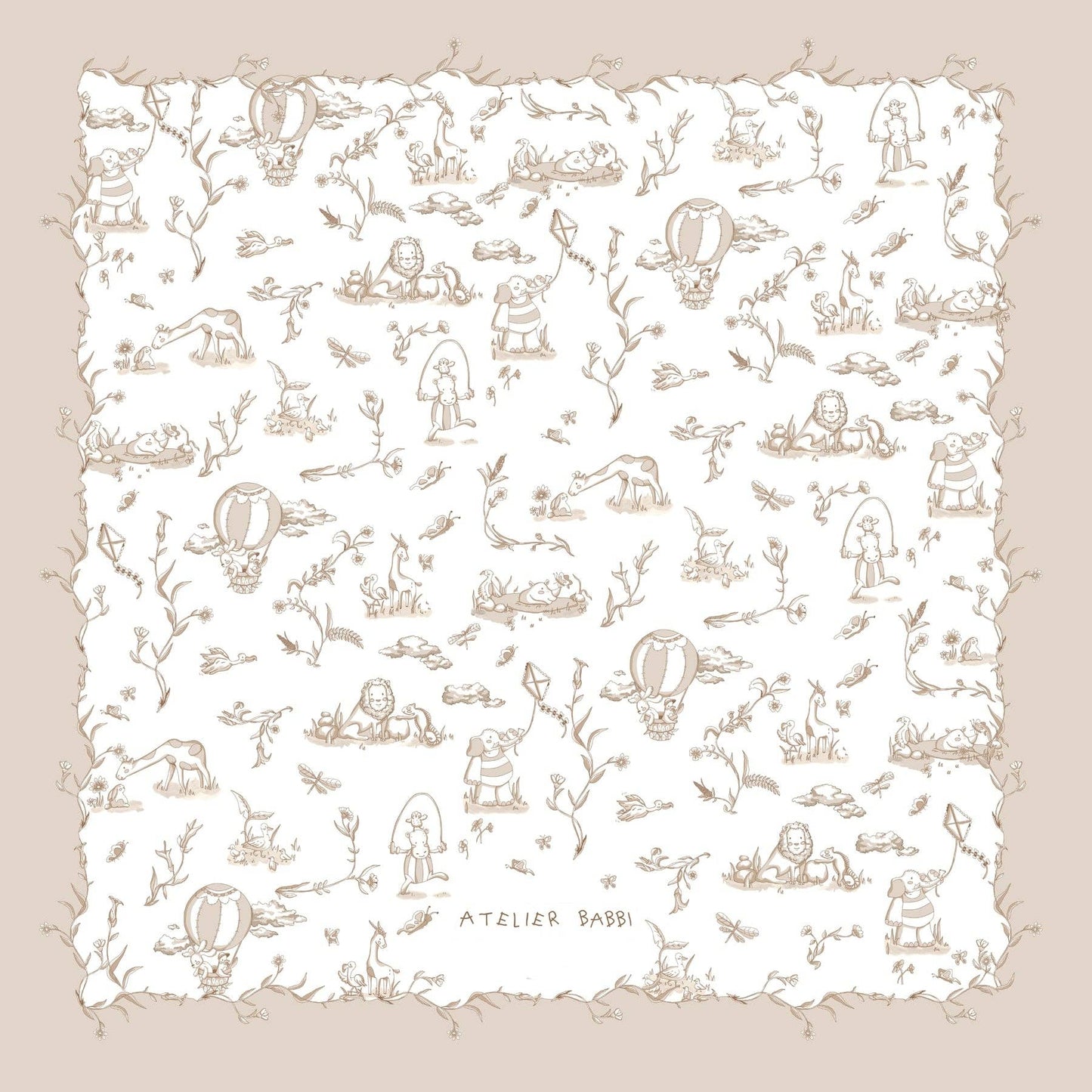 Beige Toile De Jouy Baby Receiving Blanket | Free Shipping