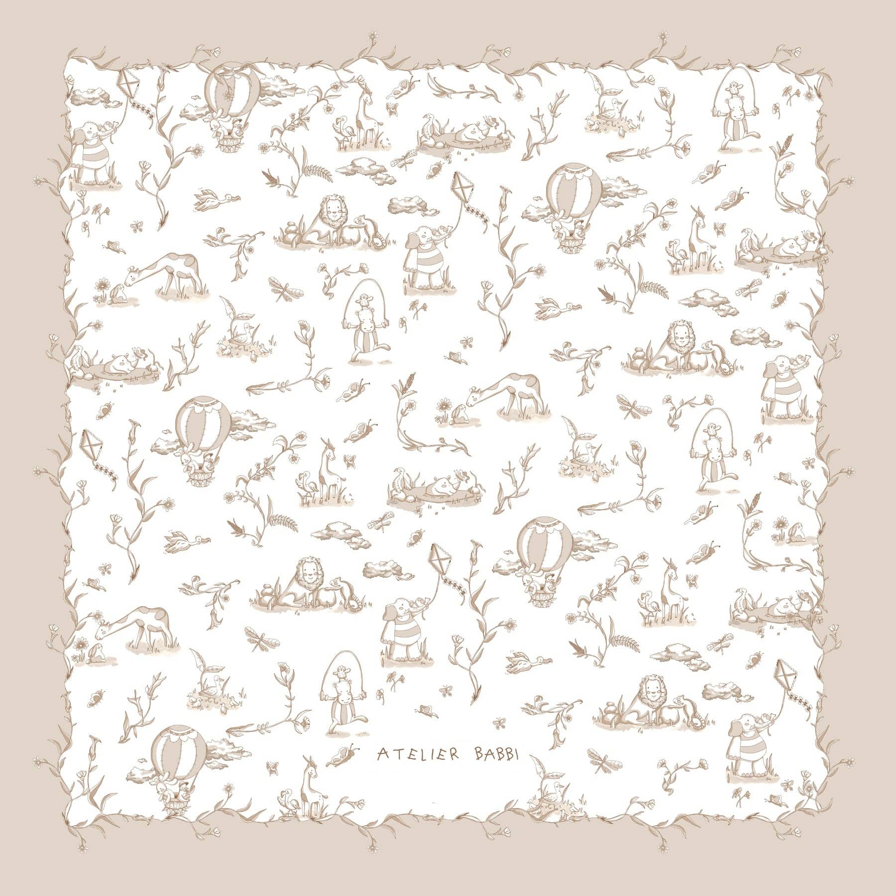 Beige Toile De Jouy Baby Receiving Blanket | Free Shipping