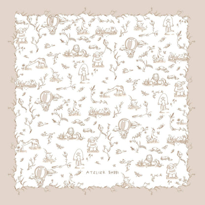 Beige Toile De Jouy Baby Receiving Blanket | Free Shipping